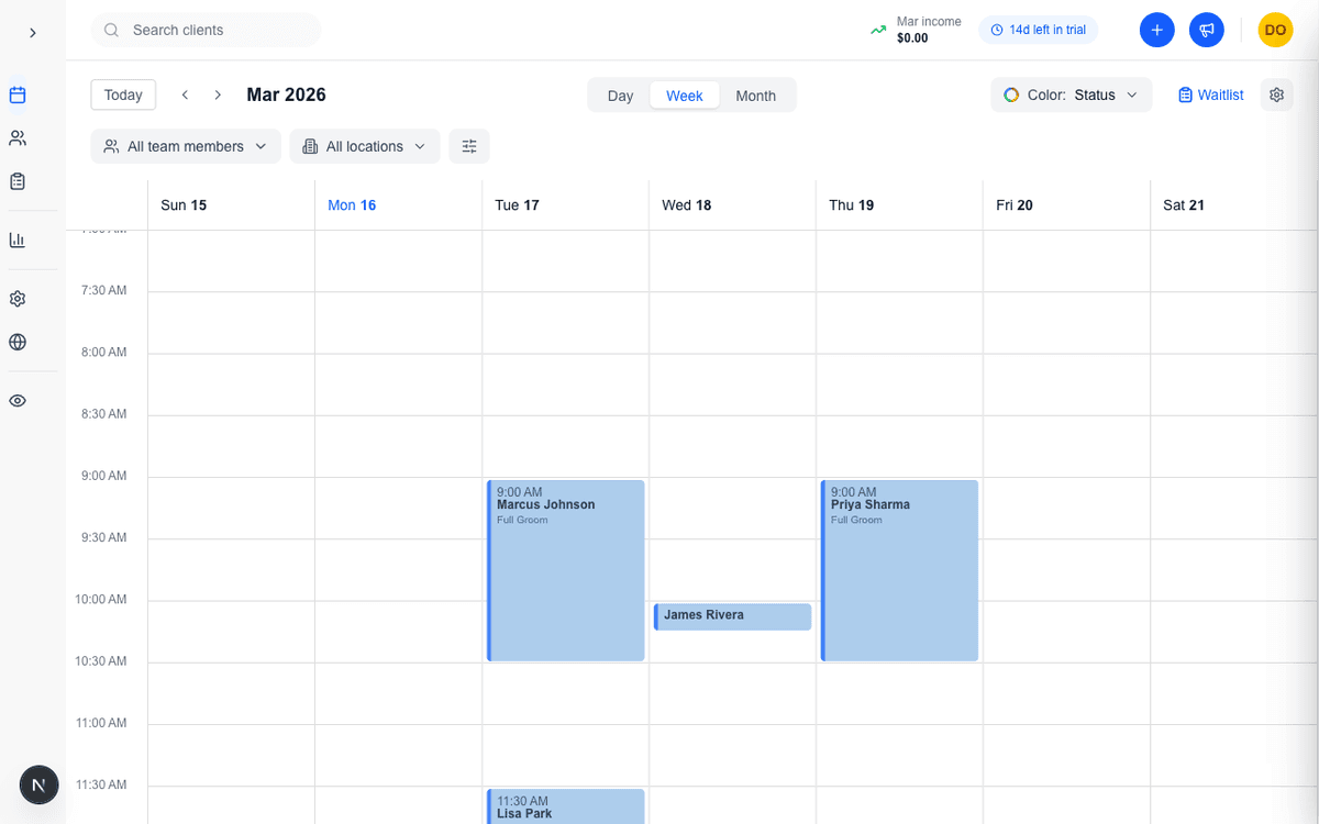 SmartRoute calendar and scheduling view